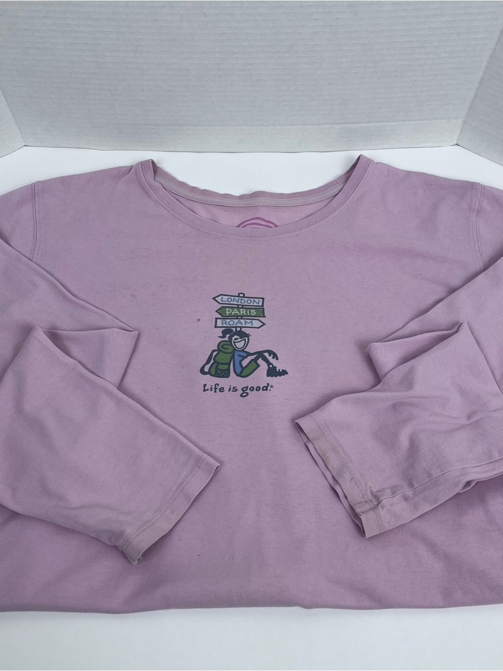 Life Is Good Women's 100% Cotton Travel Themed Long Sleeve Graphic Tee Size XL - Picture 7 of 13